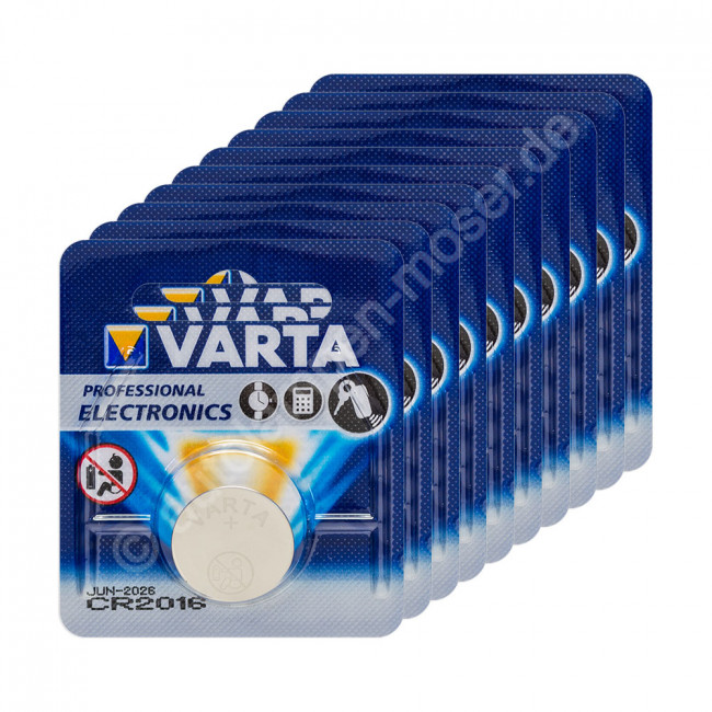 10x Original Varta CR2016 Blister Lithium Knopfzelle Batterie 3V / 90mAh,  10 Blister