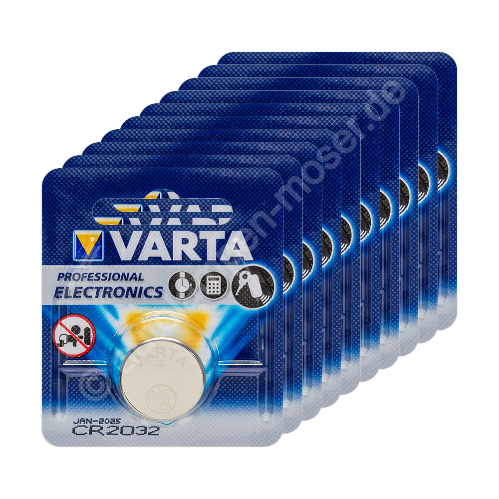 10x Original Varta CR2032 Blister Lithium Knopfzelle Batterie 3V